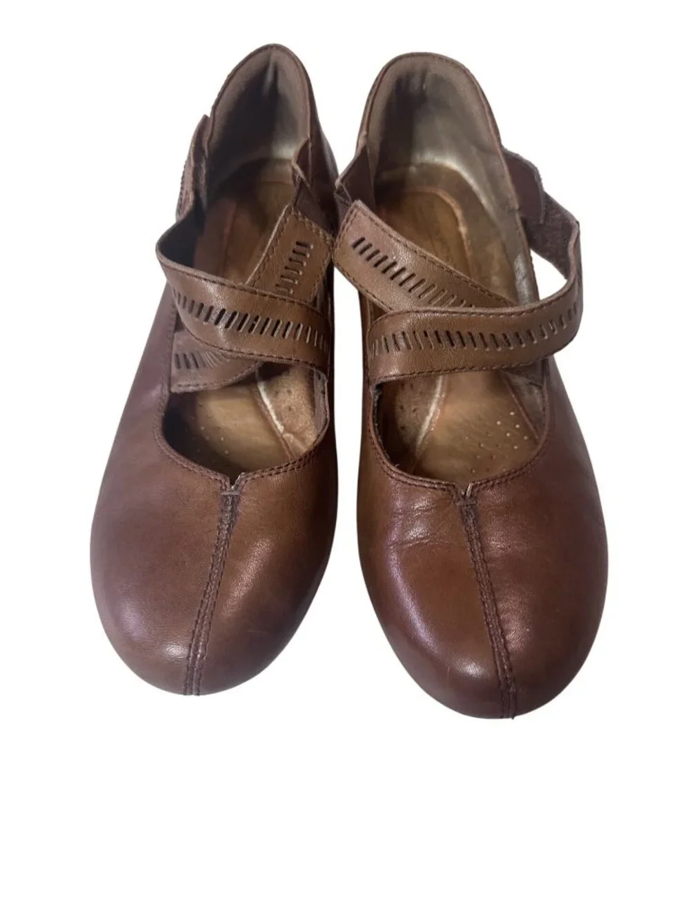 Rockport Cobb Hill Collection brown wedge Janet cross strap wedge pump size 7
